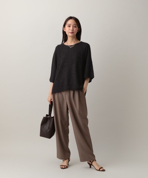 GLOBAL WORK(グローバルワーク)の「MATINEE LINE/フラッフィフレアショルダー5分袖プルオーバー/583878(Tシャツ/カットソー・レディース・ピンク/ブラック/アイボリー・REGULAR/SHORT)」の4枚目の写真