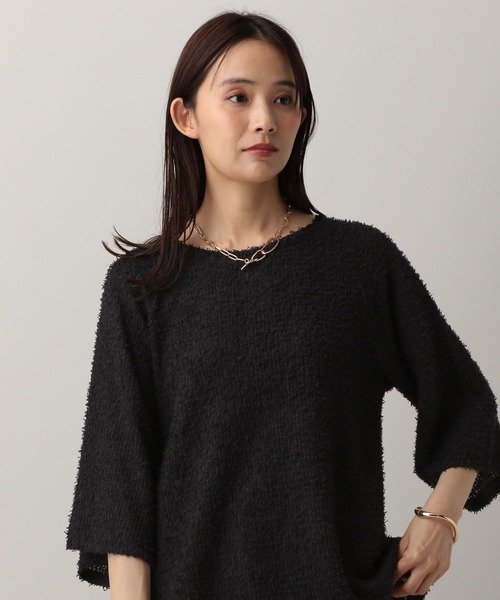 GLOBAL WORK(グローバルワーク)の「MATINEE LINE/フラッフィフレアショルダー5分袖プルオーバー/583878(Tシャツ/カットソー・レディース・ピンク/ブラック/アイボリー・REGULAR/SHORT)」の6枚目の写真