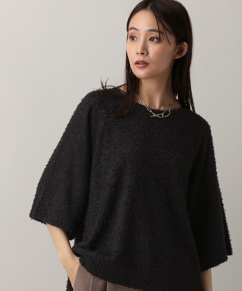 GLOBAL WORK(グローバルワーク)の「MATINEE LINE/フラッフィフレアショルダー5分袖プルオーバー/583878(Tシャツ/カットソー・レディース・ピンク/ブラック/アイボリー・REGULAR/SHORT)」の8枚目の写真