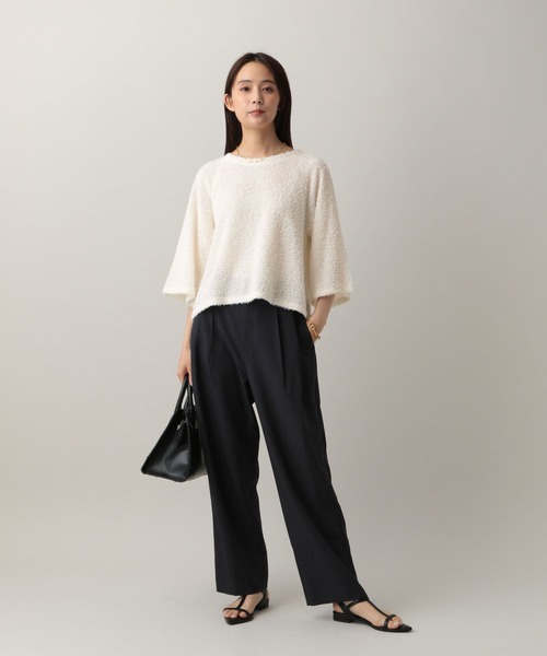 GLOBAL WORK(グローバルワーク)の「MATINEE LINE/フラッフィフレアショルダー5分袖プルオーバー/583878(Tシャツ/カットソー・レディース・ピンク/ブラック/アイボリー・REGULAR/SHORT)」の9枚目の写真