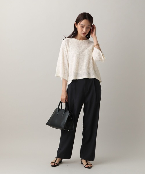 GLOBAL WORK(グローバルワーク)の「MATINEE LINE/フラッフィフレアショルダー5分袖プルオーバー/583878(Tシャツ/カットソー・レディース・ピンク/ブラック/アイボリー・REGULAR/SHORT)」の11枚目の写真