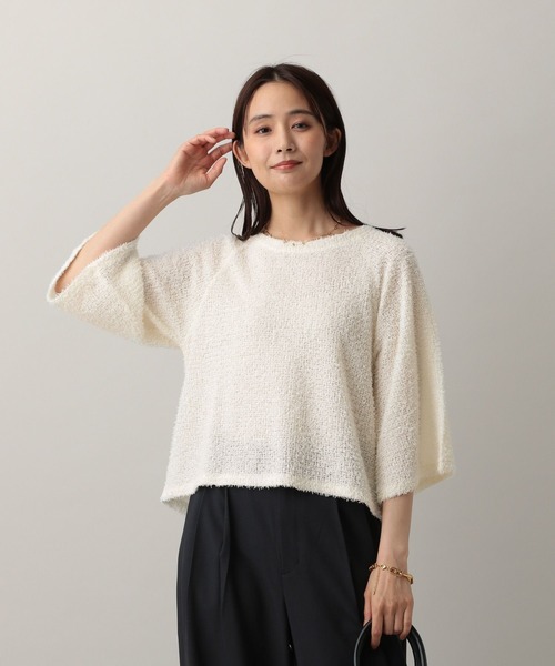 GLOBAL WORK(グローバルワーク)の「MATINEE LINE/フラッフィフレアショルダー5分袖プルオーバー/583878(Tシャツ/カットソー・レディース・ピンク/ブラック/アイボリー・REGULAR/SHORT)」の12枚目の写真