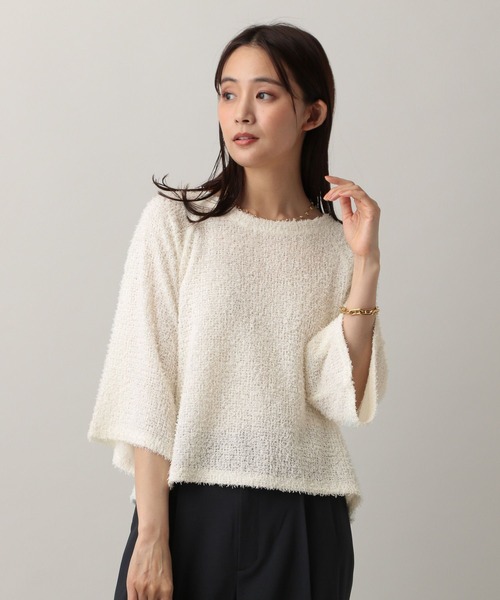 GLOBAL WORK(グローバルワーク)の「MATINEE LINE/フラッフィフレアショルダー5分袖プルオーバー/583878(Tシャツ/カットソー・レディース・ピンク/ブラック/アイボリー・REGULAR/SHORT)」の13枚目の写真