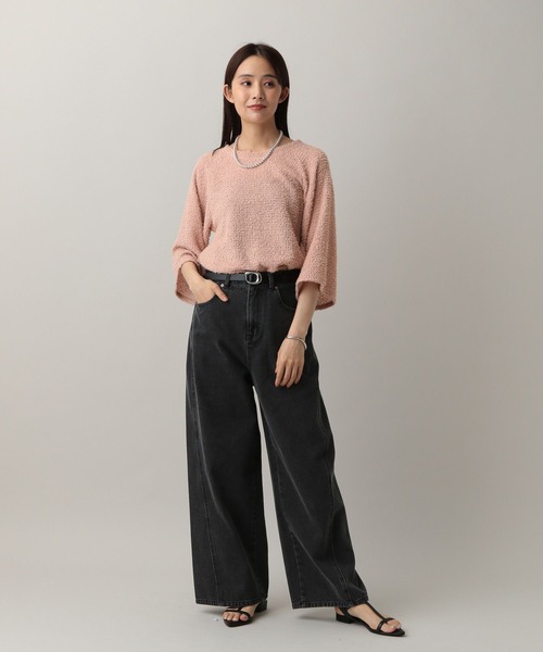 GLOBAL WORK(グローバルワーク)の「MATINEE LINE/フラッフィフレアショルダー5分袖プルオーバー/583878(Tシャツ/カットソー・レディース・ピンク/ブラック/アイボリー・REGULAR/SHORT)」の17枚目の写真
