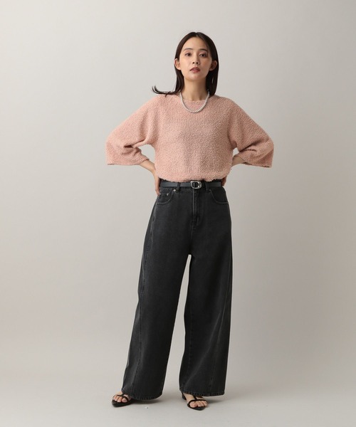 GLOBAL WORK(グローバルワーク)の「MATINEE LINE/フラッフィフレアショルダー5分袖プルオーバー/583878(Tシャツ/カットソー・レディース・ピンク/ブラック/アイボリー・REGULAR/SHORT)」の18枚目の写真