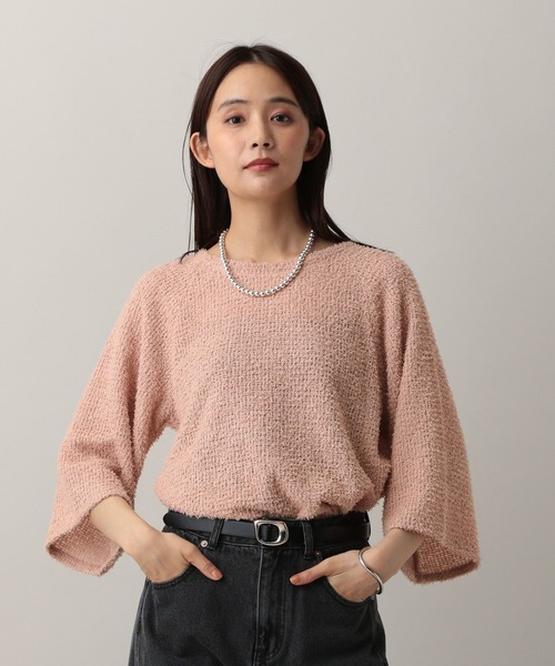 GLOBAL WORK(グローバルワーク)の「MATINEE LINE/フラッフィフレアショルダー5分袖プルオーバー/583878(Tシャツ/カットソー・レディース・ピンク/ブラック/アイボリー・REGULAR/SHORT)」の19枚目の写真