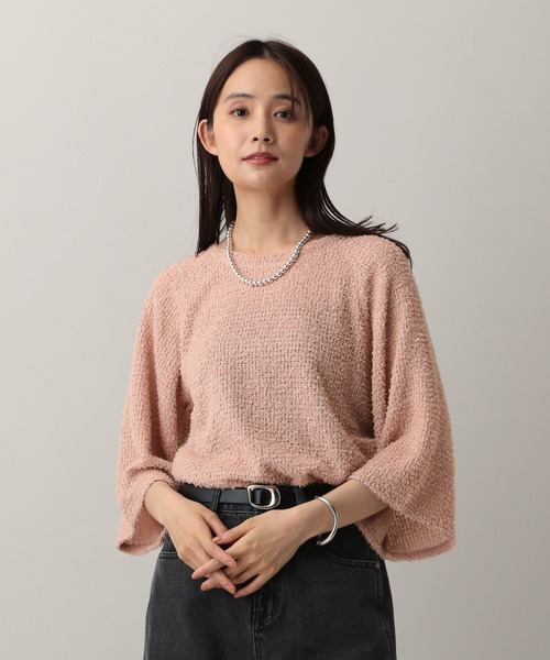 GLOBAL WORK(グローバルワーク)の「MATINEE LINE/フラッフィフレアショルダー5分袖プルオーバー/583878(Tシャツ/カットソー・レディース・ピンク/ブラック/アイボリー・REGULAR/SHORT)」の21枚目の写真