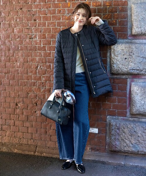 撥水・洗える】2WAYノーカラーミドル ダウン（ダウンジャケット