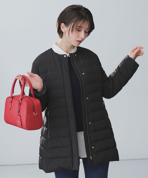 セール】【2WAY】ノーカラーミドル ダウン（ダウンジャケット/コート