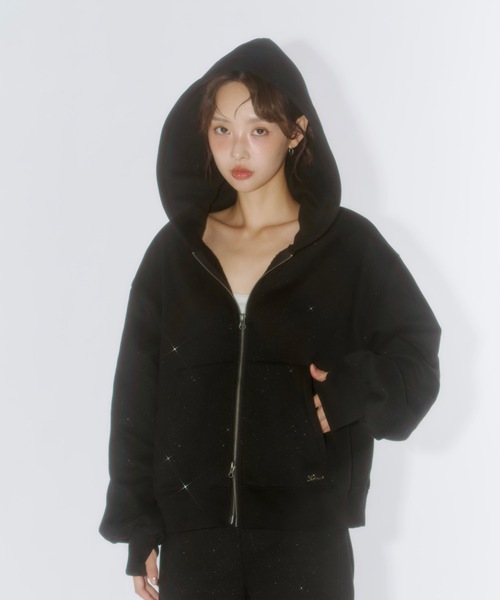 Lallana([i)Lame coco zip-up hoodie / RRWbvAbvt[fB[(p[J[)