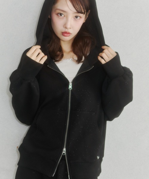 セール】Lame coco zip-up hoodie / ラメココジップアップフーディー
