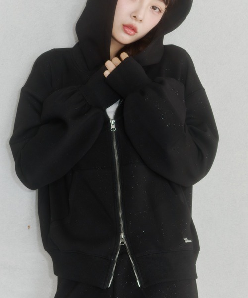 Lallana ラメココジップアップフーディー Lame coco zip-up hoodie / ラメココジップアップフーディー（パーカー