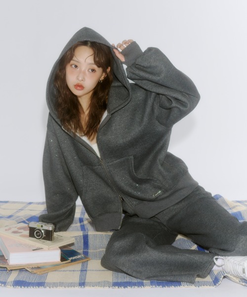Lallana ラメココジップアップフーディー Lame coco zip-up hoodie / ラメココジップアップフーディー（パーカー