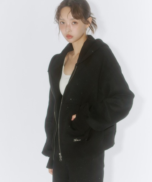 8/30まで限定出品 lallana ララーナ ラメスウェットフーディ ブラック Lallana | 4th delivery🎄☃️🕯️ ラメスウェットフーディー