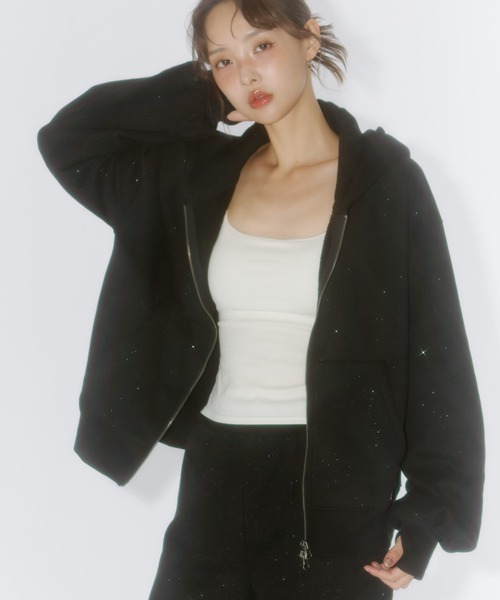 Lame coco zip-up hoodie / ラメココジップアップフーディー