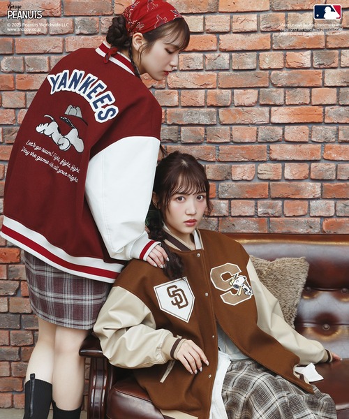 DOUBLE NAME（ダブルネーム）の「MLB×PEANUTSコラボスタジアムジャンパー（スタジャン・レディース・ブラウン/レッド/ブルー・FREE）」の10枚目の写真