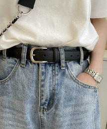 MAISON SELECT（メゾンセレクト）の「8B32 シルバー スクエアバックル PUレザー シンプルベルト（ベルト・メンズ）」