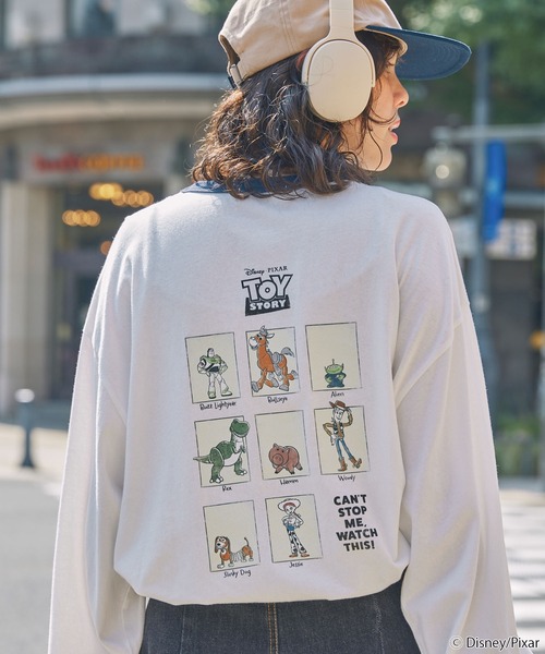 古着　トイストーリー　ロングTシャツ TOYSTORY 長袖 ロゴ Tシャツ キッズ XL トイストーリー グレー