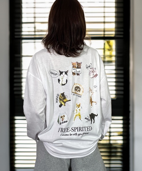 Candlestick(キャンドルスティック)の「レトロポップ キャット ベア スマイル グラフィック ロンT 韓国 ストリート(Tシャツ/カットソー・レディース・ダークグリーン系/ホワイト系/ホワイト系1/ホワイト系2/ブラック系/ブラック系1/ブラック系2/ブラック系3/ネイビー系/ネイビー系1/モカ/杢グレー/オリーブ系/オリーブ系1・M/L/LL)」の3枚目の写真