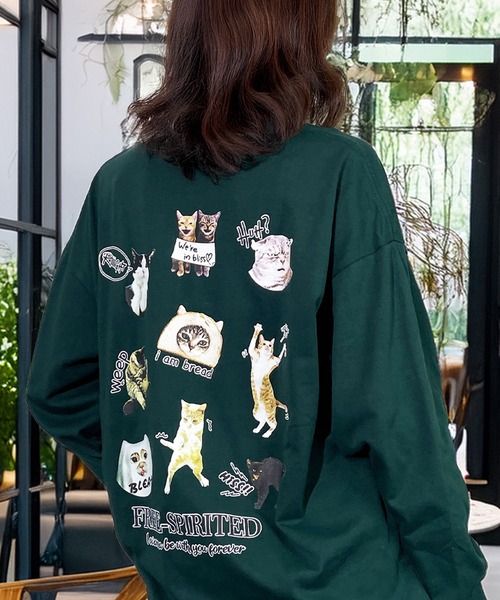 Candlestick(キャンドルスティック)の「レトロポップ キャット ベア スマイル グラフィック ロンT 韓国 ストリート(Tシャツ/カットソー・レディース・ダークグリーン系/ホワイト系/ホワイト系1/ホワイト系2/ブラック系/ブラック系1/ブラック系2/ブラック系3/ネイビー系/ネイビー系1/モカ/杢グレー/オリーブ系/オリーブ系1・M/L/LL)」の10枚目の写真