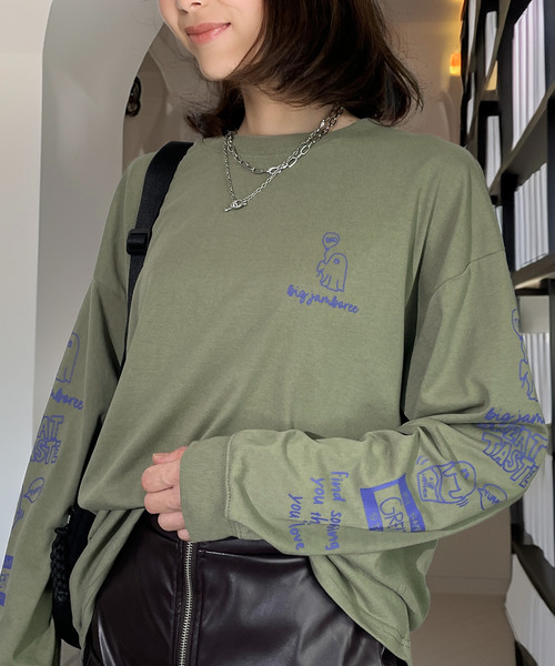 Candlestick(キャンドルスティック)の「レトロポップ キャット ベア スマイル グラフィック ロンT 韓国 ストリート(Tシャツ/カットソー・レディース・ダークグリーン系/ホワイト系/ホワイト系1/ホワイト系2/ブラック系/ブラック系1/ブラック系2/ブラック系3/ネイビー系/ネイビー系1/モカ/杢グレー/オリーブ系/オリーブ系1・M/L/LL)」の12枚目の写真