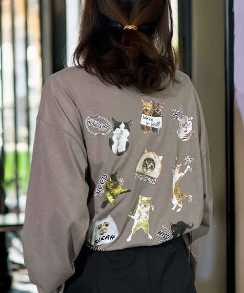 Candlestick(キャンドルスティック)の「レトロポップ キャット ベア スマイル グラフィック ロンT 韓国 ストリート(Tシャツ/カットソー・レディース・ダークグリーン系/ホワイト系/ホワイト系1/ホワイト系2/ブラック系/ブラック系1/ブラック系2/ブラック系3/ネイビー系/ネイビー系1/モカ/杢グレー/オリーブ系/オリーブ系1・M/L/LL)」の9枚目の写真