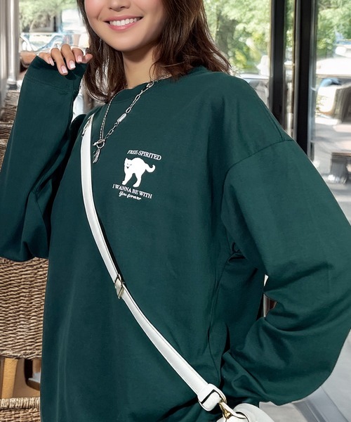 Candlestick(キャンドルスティック)の「レトロポップ キャット ベア スマイル グラフィック ロンT 韓国 ストリート(Tシャツ/カットソー・レディース・ダークグリーン系/ホワイト系/ホワイト系1/ホワイト系2/ブラック系/ブラック系1/ブラック系2/ブラック系3/ネイビー系/ネイビー系1/モカ/杢グレー/オリーブ系/オリーブ系1・M/L/LL)」の20枚目の写真