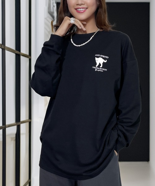 Candlestick(キャンドルスティック)の「レトロポップ キャット ベア スマイル グラフィック ロンT 韓国 ストリート(Tシャツ/カットソー・レディース・ダークグリーン系/ホワイト系/ホワイト系1/ホワイト系2/ブラック系/ブラック系1/ブラック系2/ブラック系3/ネイビー系/ネイビー系1/モカ/杢グレー/オリーブ系/オリーブ系1・M/L/LL)」の22枚目の写真