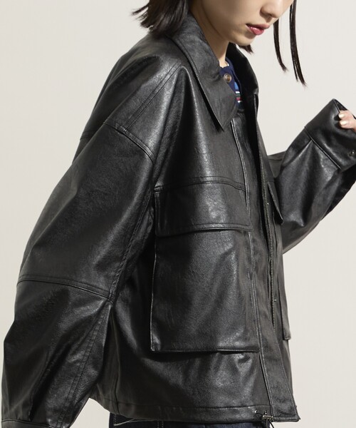 SCOTCLUB 27,000円フェイクレザーショートブルゾン ブラック SCOTCLUB 27,000円フェイクレザーショートブルゾン ブラック