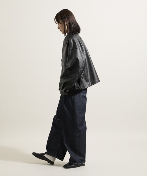 レザレット ショートブルゾン/フェイクレザーブルゾン（ブルゾン