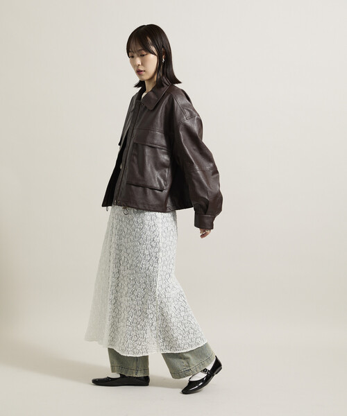 FREAK'S STORE（フリークスストア）の「レザレット ショートブルゾン/フェイクレザーブルゾン（ライダースジャケット・レディース・ブラック/ブラウン・ﾌﾘ-）」の13枚目の写真