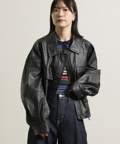 y*✩様 シェリエ レザーライダースブルゾン shellerシェリエ レザーライダースブルゾン ラムレザー ライダース