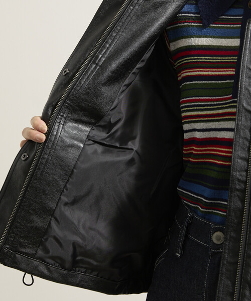 レザレット ショートブルゾン/フェイクレザーブルゾン（ライダース