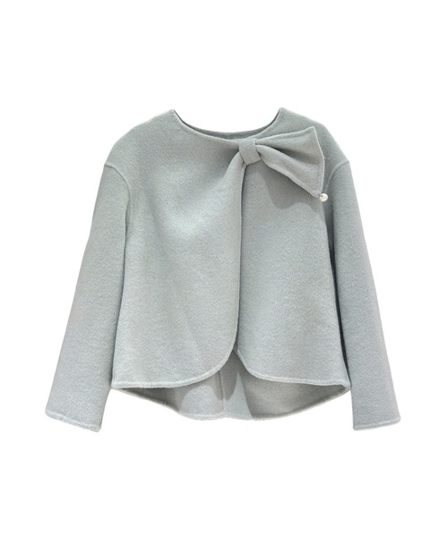Jasmine Grandiflorum(ジャスミングランディフローラム)の「【Jasmine】リボンノーカラーリバーウールコート ショート丈 (AW)(ノーカラーコート・レディース・アイボリー/ブルー/ピンク・FREE)」の21枚目の写真