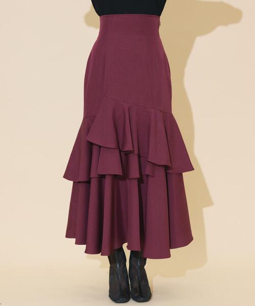 WILLSELECTION（ウィルセレクション）の「アシメレイヤードハイウエストスカート（スカート・レディース・ボルドー/パープル/チャコールグレー・FREE）」の5枚目の写真