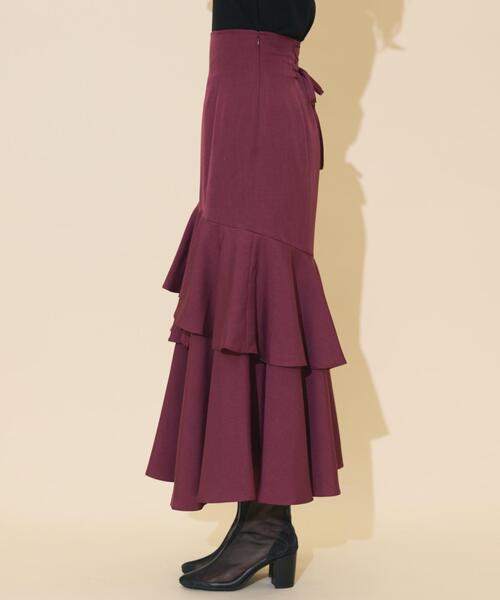 WILLSELECTION（ウィルセレクション）の「アシメレイヤードハイウエストスカート（スカート・レディース・ボルドー/パープル/チャコールグレー・FREE）」の6枚目の写真