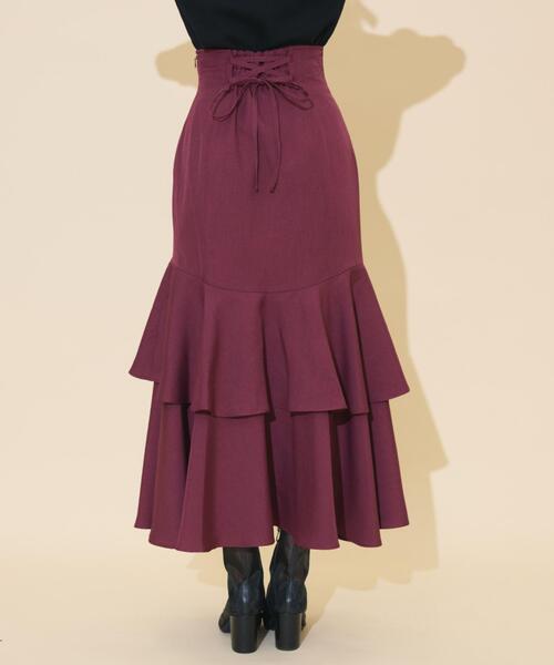 WILLSELECTION（ウィルセレクション）の「アシメレイヤードハイウエストスカート（スカート・レディース・ボルドー/パープル/チャコールグレー・FREE）」の7枚目の写真