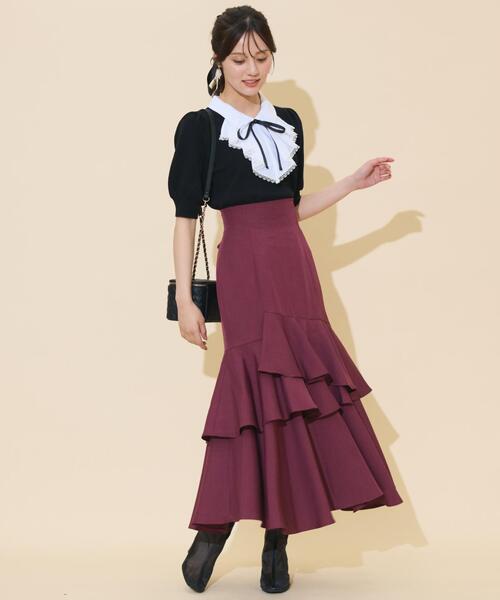WILLSELECTION（ウィルセレクション）の「アシメレイヤードハイウエストスカート（スカート・レディース・ボルドー/パープル/チャコールグレー・FREE）」の11枚目の写真