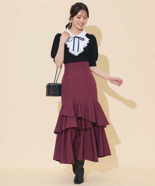 WILLSELECTION（ウィルセレクション）の「アシメレイヤードハイウエストスカート（スカート・レディース・ボルドー/パープル/チャコールグレー・FREE）」の13枚目の写真