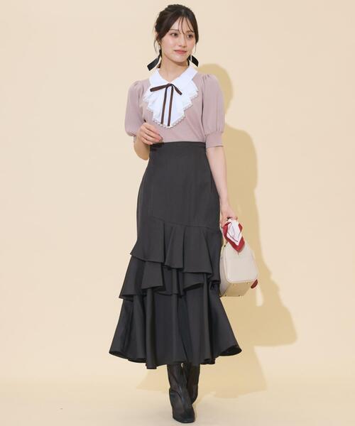 WILLSELECTION（ウィルセレクション）の「アシメレイヤードハイウエストスカート（スカート・レディース・ボルドー/パープル/チャコールグレー・FREE）」の15枚目の写真