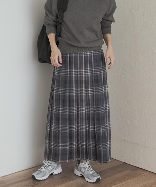 URBAN RESEARCH DOORS（アーバンリサーチドアーズ）の「『一部WEB限定カラー』チェックプリーツスカート（スカート・レディース・グリーン系その他/グレー系その他/イエロー系その他/ブラウン系その他・SMALL/MEDIUM）」の2枚目の写真