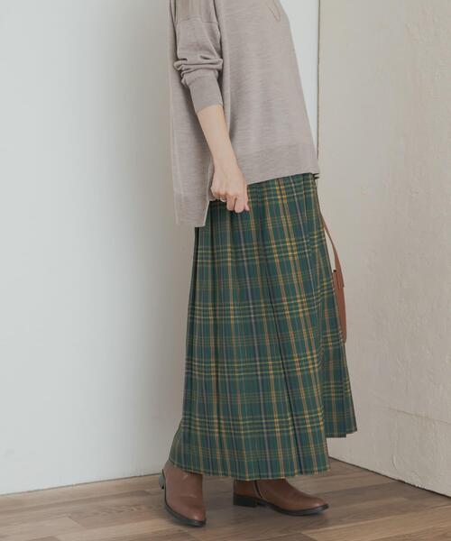 URBAN RESEARCH DOORS（アーバンリサーチドアーズ）の「『一部WEB限定カラー』チェックプリーツスカート（スカート・レディース・グリーン系その他/グレー系その他/イエロー系その他/ブラウン系その他・SMALL/MEDIUM）」の3枚目の写真