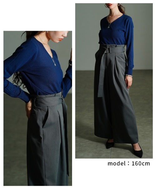 Sawa a la mode(サワアラモード)の「Vネックニットトップス(ニット/セーター・レディース・ブラック/ブルー/マスタード/ブラウン/グリーン/ピンク/レッド・FREE)」の16枚目の写真