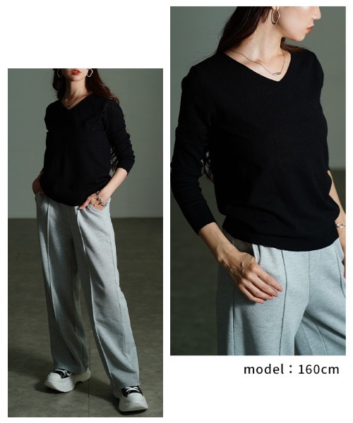 Sawa a la mode(サワアラモード)の「Vネックニットトップス(ニット/セーター・レディース・ブラック/ブルー/マスタード/ブラウン/グリーン/ピンク/レッド・FREE)」の20枚目の写真