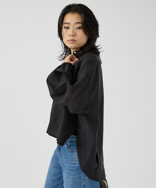 Rouge vif(ルージュヴィフ)の「スタンドカラータックシャツカーデ(シャツ/ブラウス・レディース・オフホワイト/ブラック/グレー・フリー)」の8枚目の写真