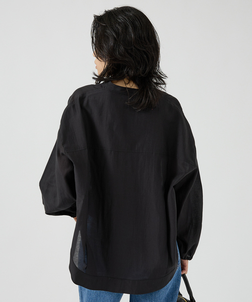 Rouge vif(ルージュヴィフ)の「スタンドカラータックシャツカーデ(シャツ/ブラウス・レディース・オフホワイト/ブラック/グレー・フリー)」の9枚目の写真