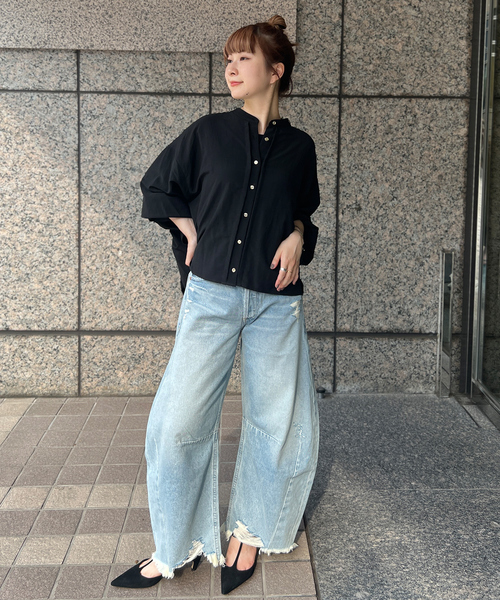 Rouge vif(ルージュヴィフ)の「スタンドカラータックシャツカーデ(シャツ/ブラウス・レディース・オフホワイト/ブラック/グレー・フリー)」の16枚目の写真