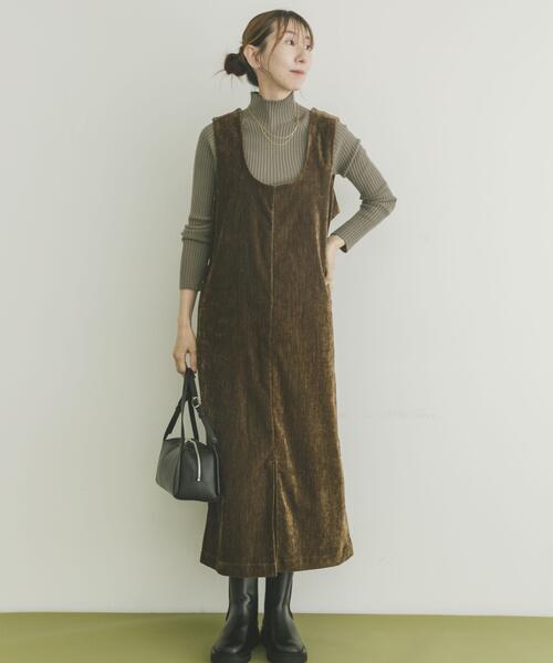 ITEMS URBANRESEARCH(アイテムズ アーバンリサーチ)の「『イージーケア』2WAYベロアジャンスカ(ワンピース・レディース・ブラック/ブラウン・FREE)」の1枚目の写真