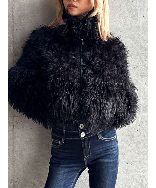 GYDA ファー付きダウンジャケット GYDA 白 ロングダウン コート ベルト