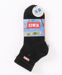 EDWIN | EDWIN クオーター丈 ロゴ刺繍リブ３Ｐソックス(ソックス/靴下)